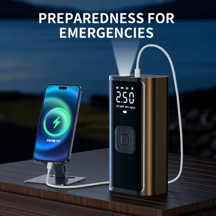Wireless portable car tire inflator