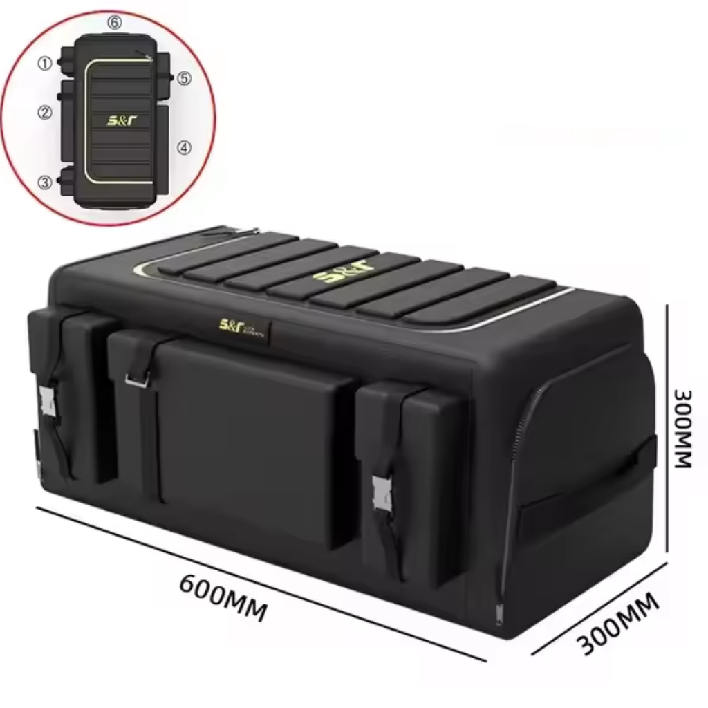 Trunk organizer with lid - 70 L Oxford fabric foldable box with multi-pockets