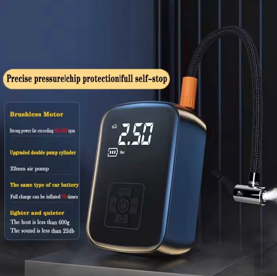 Electric tire inflation pump for motorcycle, boat