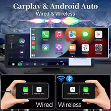 Car Mirror Radio Multimedia Video Player Universal Wireless Carplay Android Auto Screen with Bluetooth AUX USB