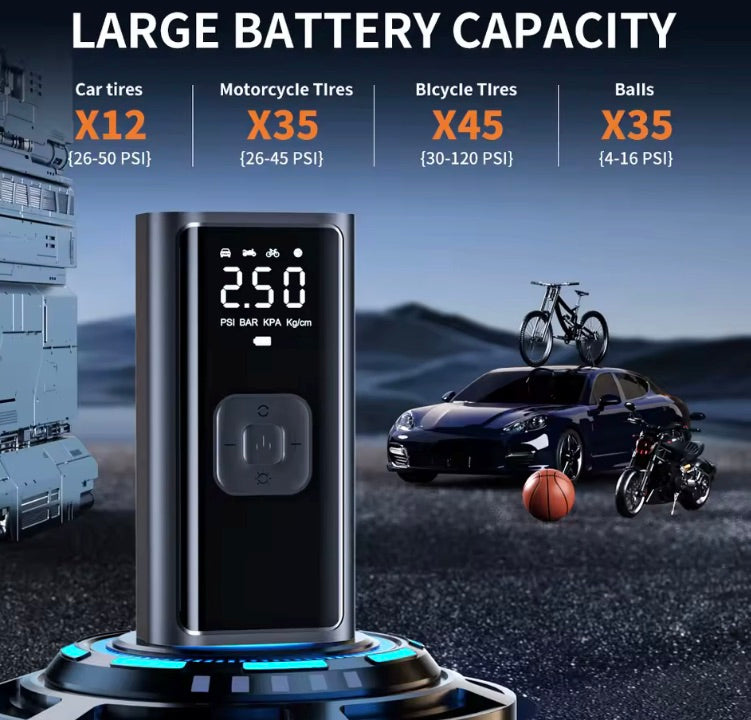 Wireless portable car tire inflator
