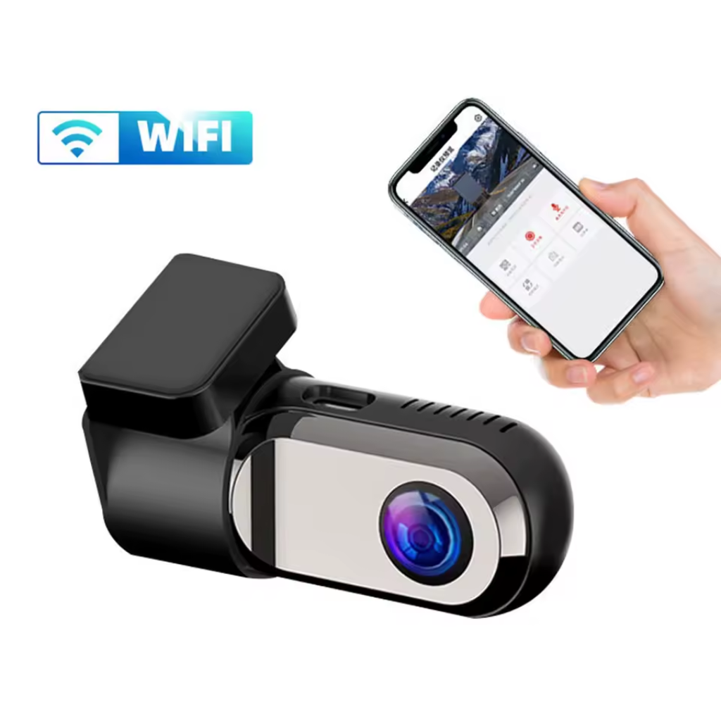 Mini HD dashboard camera - Car video recorder with 24h monitor and USB/WiFi connectivity