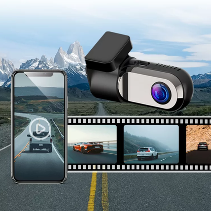Mini HD dashboard camera - Car video recorder with 24h monitor and USB/WiFi connectivity
