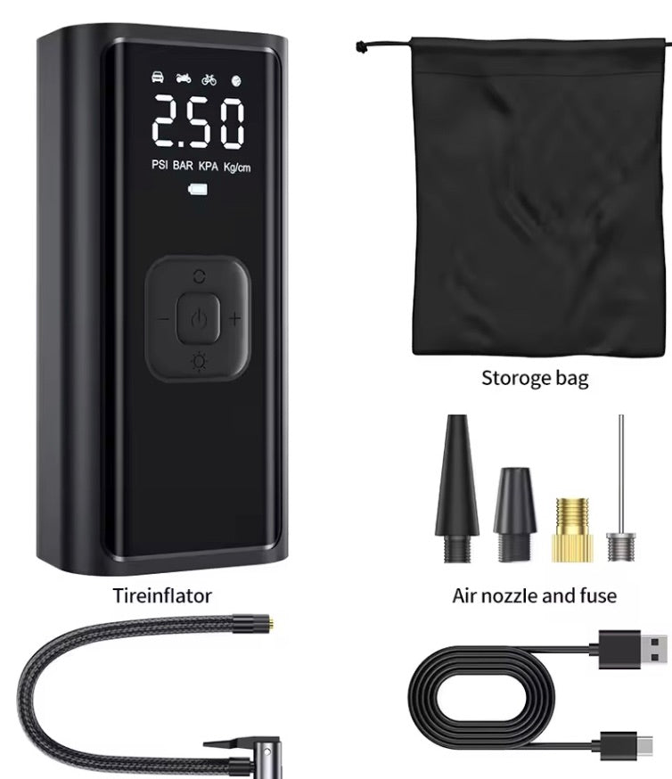 Wireless portable car tire inflator