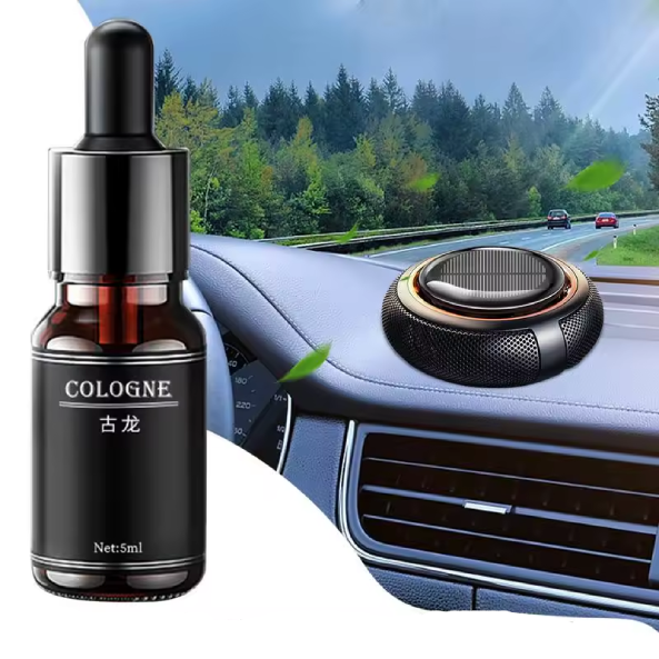 Car Solar Aromatherapy Diffuser - Solar Powered Air Deodorizer with Marine Fragrance and Essential Oil Extension