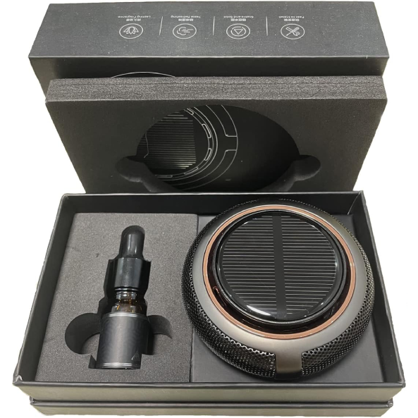 Car Solar Aromatherapy Diffuser - Solar Powered Air Deodorizer with Marine Fragrance and Essential Oil Extension